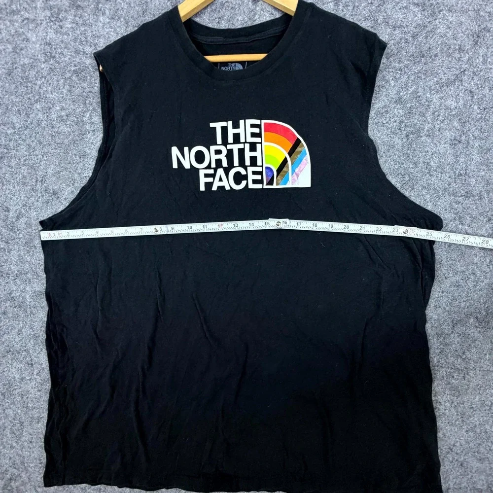 The North Face Pride Tank Top Mens 2XL Black Sleeveless Rainbow Spell Out Logo